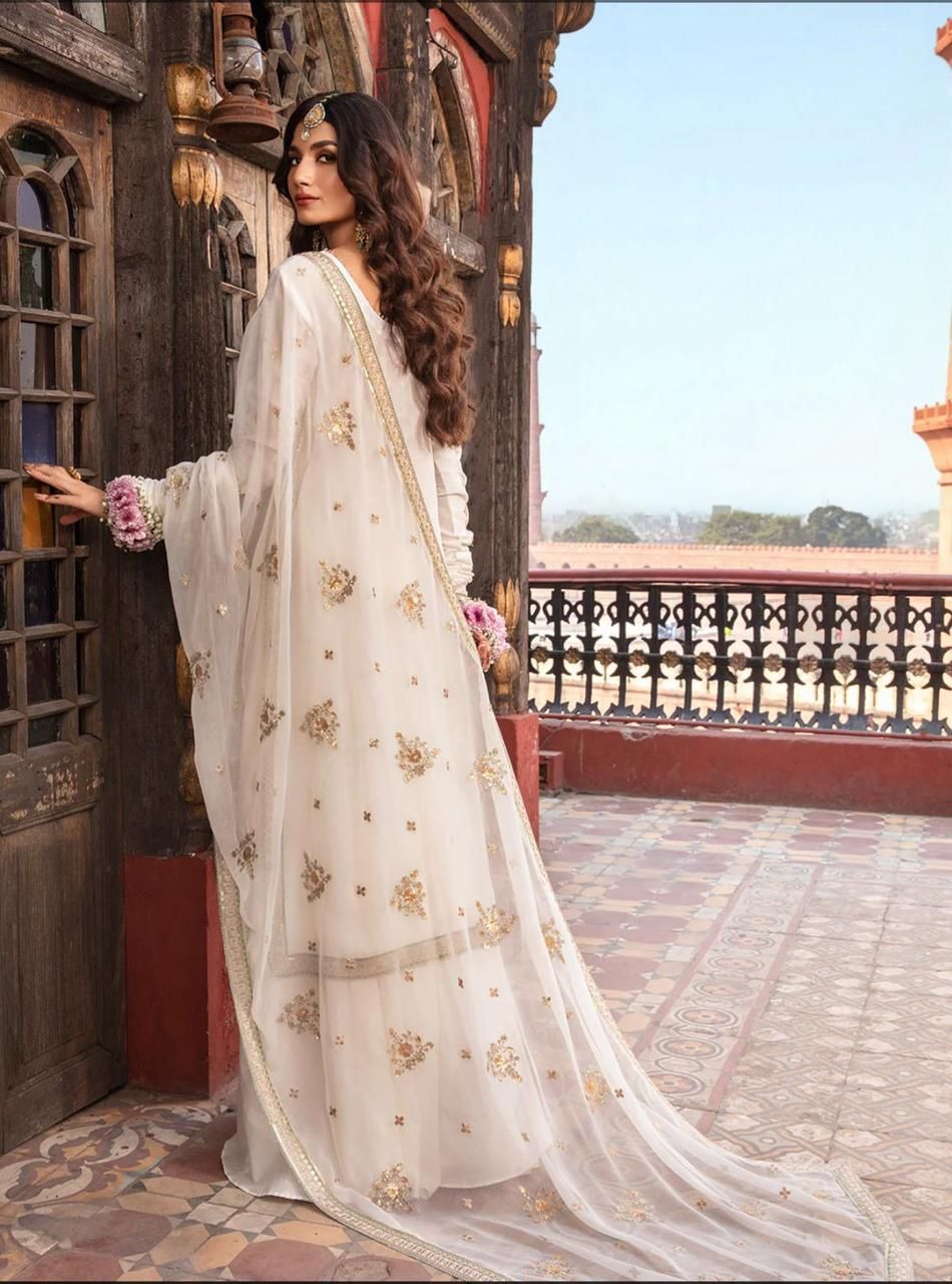 Azure Embroidered Chiffon 3 Piece Unstitched Suit Collection